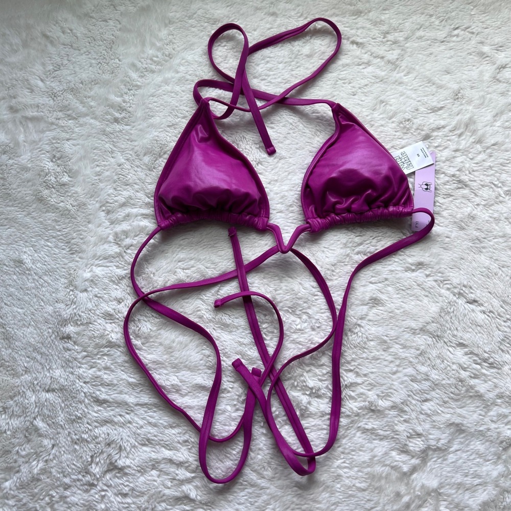 Wild Fable Magenta Purple Triangle Bikini Top XS New Halter Swim 238174283 NWT